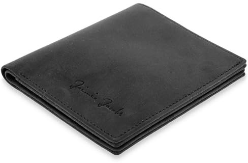 Jaimie Jacobs SLIMSTAR Geldbeutel dünne Geldbörse Leder Slim Wallet Hochformat Herren (Büffelleder Schwarz)