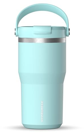 Hydrapeak Nomad - Vaso de 24 onzas con asa y tapa para sorbo, vaso a prueba de fugas, popote de tapa de vaso, vasos de doble aislamiento, 24 onzas, acero inoxidable (alpino)