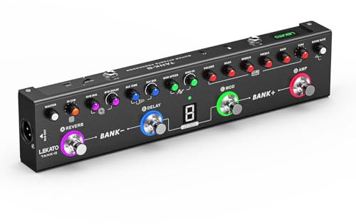 Multi Effects Guitar Pedal,LEKATO Digital Electric Guitar Effector with 36 Editable Presets,Chorus,Delay,Reverb,MOD,IR Loading,Recording,Tuner,Built-in Battery,BT Connection (Electric Guitar)