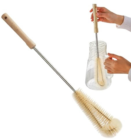 Pulitore per spazzole per bottiglie Manico lungo, Spazzola per bottiglie a tazza a forma di L,Scrubber per la pulizia della bottiglia d'acqua - Spazzola multifunzionale per bicchieri da vino, biberon,