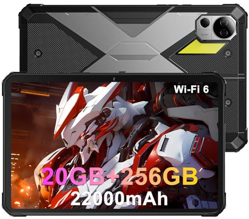 FOSSiBOT DT2 Outdoor Tablet 22000 mAh batteria (66 W) Android 13 Tablet, 20 (12 + 8) GB RAM + 256 GB ROM/2 TB Rugged Tablet Pad PC 10,4 FHD+, schermo IP68 impermeabile con fotocamera da 64 MP + 32 MP
