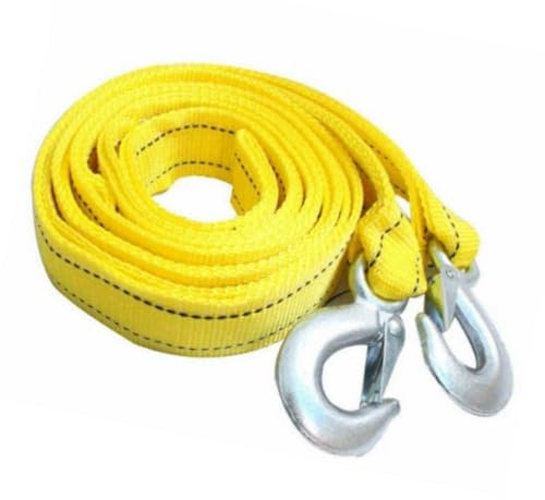 TIOMIOSEA Hochfestes Abschleppseil mit Zwei Sicherheitshaken, 4M 5 Tonnen Hochleistungs-Abschleppgurt, für SUVs, LKWs und andere Fahrzeuge