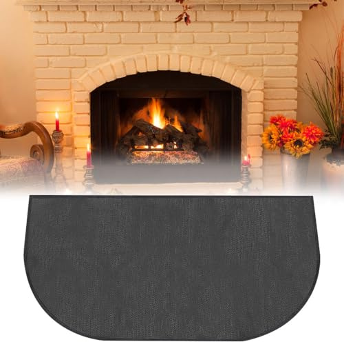 Vmxlso Kaminmatte Feuerfest, 102 x 50cm Feuerfeste Unterlage, Funkenschutzplatte für Kaminofen, Halbrund Hitzeschutzmatte, Feuerschutzmatte, Feuerfester Teppich zum Schutz des Bodens Vor Funken