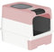 Bac Litiere pour Chat, Grand Bac à Litière pour Chat, Maison de Toilette Chat, Toilette à Capuche Inodore pour Chat, avec Pelle à Litière pour Chat Auto-toiletteur Désinfection UV-48*35*36 cm-rose