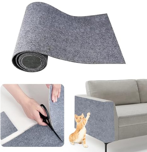 Janety kratzmatte katze,200cm*40cm DIY Trimmbar selbstklebende teppich, Kletter Katzenkratzer,teppich für katzen, kantenschutz couch katze für Möbel Türen（hellgrau）