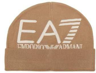 Emporio Armani EA7 Beanie Hat Mountain Visibility Mütze Herren, Light Brown/Whitecap, 56