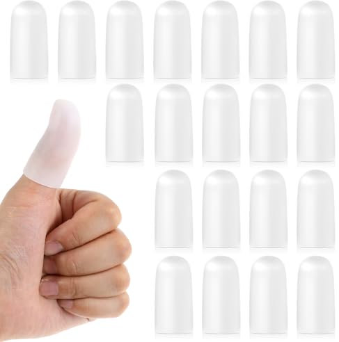 Lusofie 20 Stück Fingerschutz Silikon Gel Finger Sleeves Gummi-Fingerkuppenschutz Wasserdicht Daumenschutz Fingerschutz Bei Verletzung(Weiß)