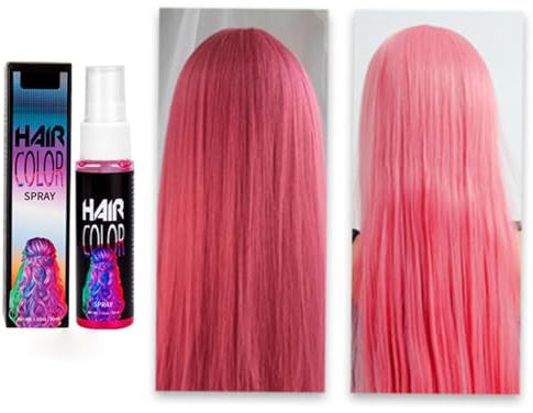 Spray temporaneo per capelli, risparmio di tempo, spray per capelli fai da te, lavabile, per ragazze, colore per capelli per bambini e adulti, per cosplay Halloween (rosa, 4,29 ml)