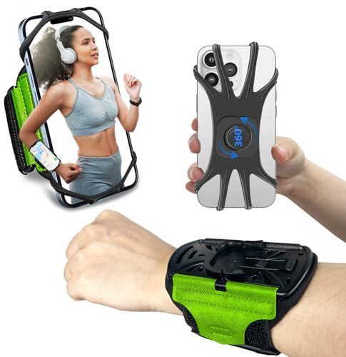 Running Wristband/Armband Phone Holder【360° Rotatable & Upgrade Anti-Drop】 (Green, Small)