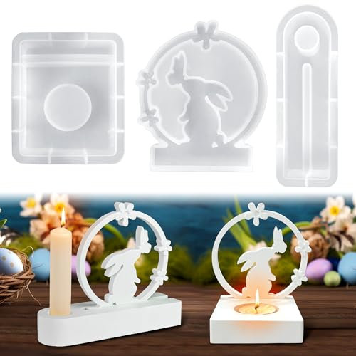 SHEPIN 3 Stück Silikonformen Gießformen Ostern, Silikonform Hase Ostern, Gießformen Silikon Schmetterling, Silikon Gießform Hase Gips Zum Gießen, Kerzenformen Zum Gießen, DIY Gipsformen zum Gießen