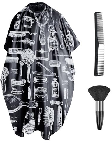 LOPHE Cape de Coiffure avec Attache Auto, Brosse et Peigne - Cape de Coiffeur Salon pour Cheveux