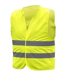 Högert Technik varningsväst för män, gul/orange, kardborreband, 2 reflekterande remsor, 100% polyester (120 g/m²). Perfekt för bygg, trafik och industri. Storlekar: L-3XL