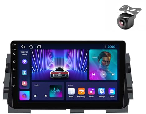 Android 14 Car Radio para Nissan MICRA Kicks P15 2017 2018 2019 2 DIN de Coche NAVEGACIÓN con Pantalla Táctil 9 Pulgadas Reproductor Multimedia Autoradio FM SWC Carplay Auto (M150CP 4core 2+32G)