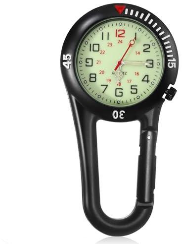 JSMTKJ Karabineruhren mit wasserdichter Bauweise & leuchtendem Zifferblatt – Analog-Quarzwerk für Outdoor-Aktivitäten | Taschen-Taschenuhr für Klettern, Pflegepersonal & Alltagseinsatz