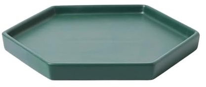 FUHAI-666 Sottovaso per Piante Grande sottovaso in Ceramica for Piante, Vassoio raccogli-Gocce Esagonale for Fiori, for Soggiorno, Balcone Contenitore per vasi di Fiori(Green,Grande)