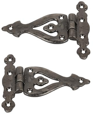 SKANDH Iron Triangular Hinge | Decorative Hinges | Antique Pewter Finish for Barn Doors, Gates, Kitchen Cabinets, Sheds, Wooden Box, Furniture, Cedar Chest and Trunks (Pack of 2)