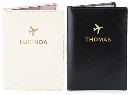 Custom Personalised Gold Name Passport Holders Set - Holiday, Vacation, Luggage, Family, Couples