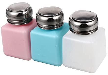 VICASKY 3pcs 100ml Nail Press Bottles Set Stainless Steel Alcohol Solvent Dispenser Bottles for Nail Polish Remover Suitable for Salon and Travel