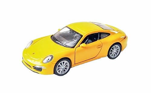 Porsche 911 (991) Carrera S Modellauto mit Rückzug aus Metall Modell Auto Spielzeugauto Welly 4-Varianten 93 (Gelb)