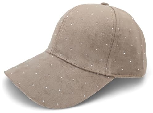 styleBREAKER Damen Samt Baseball Cap Strass Nieten | 6-Panel Schildkappe, 7,5 cm gebogener Schirm, weiches Baumwoll-Schweißband, per Klettverschluss verstellbar (56-59 cm).