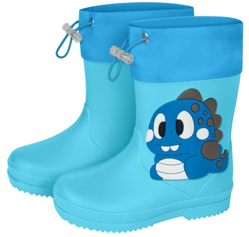 Aomig Stivaletti Pioggia Bambino, Stivali Di Gomma Con Coulisse per Bambini Unisex, Scarpe da Pioggia Antiscivolo Impermeabili Ragazzo e Ragazza