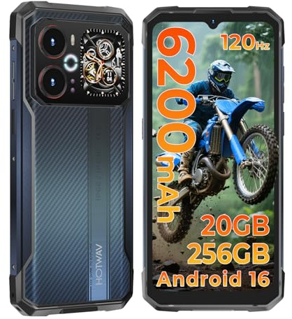 HOTWAV Cyber 18 Android 16 Rugged Smartphone 6.75 Cellulare Robusto | 20GB+256GB Telefono Indistruttibile 6200mAh 64MP+16MP, Gemini AI, NFC/Face ID/OTG/GPS/Dual SIM 4G