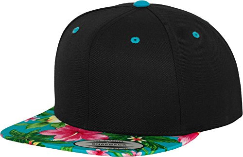 Flexfit Erwachsene Hawaiian Snapback Mützen, Blk/Aqua, One Size