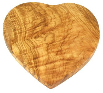 D. O.M. Tagliere in legno d'ulivo, a forma di cuore grande