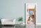 Bilderdepot24 Türtapete selbstklebend Ausblick auf Santorini | in 90x200 cm | einteilig Türaufkleber Türfolie Türposter | Wand-deko Dekoration Wohnung | 11495a