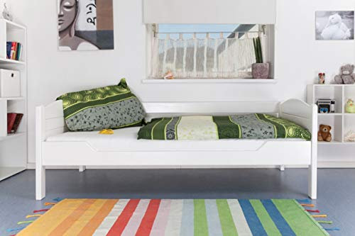 Einzelbett/Gästebett Easy Premium Line K1/s Voll, 90 x 190 cm Buche Vollholz massiv weiß lackiert