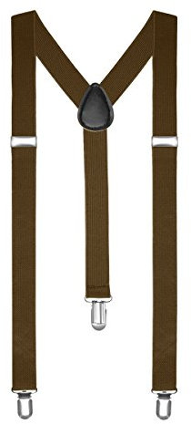 Boolavard Hosenträger Herren Damen Hosen Träger Y Form Style Clips Schmal Neon Bunt Farbig (13. Braun)