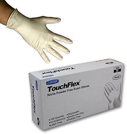 Touchflex GL55M Disposable White Nitrile Gloves - Latex & Powder Free - Boxed x100 (Medium)