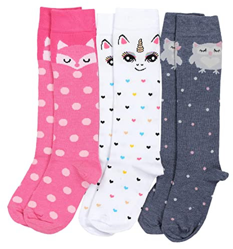 TupTam Mädchen Knielange Socken Gemustert 3er Pack, Farbe: Farbenmix 1, Socken Größe: 31-34
