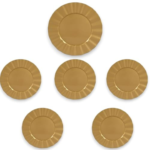 6 sottopiatti Oro in plastica Rigida Tondo 33 cm Bordo Ondulato Natale cenone sotto Piatto