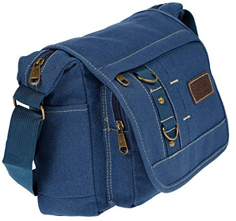 Christian Wippermann Damen Tasche Schultertasche Umhängetasche aus Canvas inversch. Farben Blau