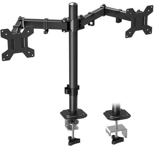 MOUNTUP Dual Monitor Stand, Adjustable Monitor Arm Desk Mount for 13-32 Inch Screens, Double Arm with Tilt Swivel Rotate, VESA: 75x75mm & 100x100mm, EU0002