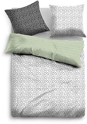 TOM TAILOR 0069900 Bettwäsche Garnitur mit Kopfkissenbezug Baumwoll-Satin 1x 135x200 cm + 1x 80x80 cm wintergreen