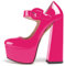 elashe Damen Blockabsatz Pumps Plateau High Heels Knöchelriemchen Riemchen Mary Jane High Heels Party Hochzeit Schuhe Rose EU39