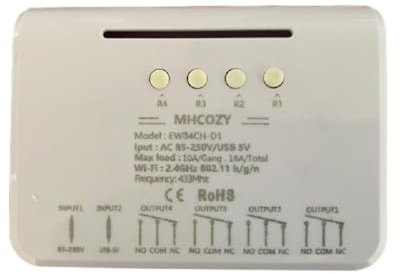MHCOZY Relè WiFi Ewelink, Modulo temporizzatore autobloccante/temporaneo, camino porta garage Alexa Voice Control(4CH WIFI RF 220V)