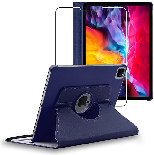 ebestStar - Funda para iPad Air (2020) 10.9, iPad Air 4 Apple, Carcasa Capa Giratoria, 360 Protectora, Cuero PU Soporte, Azul Oscuro + Cristal Templado