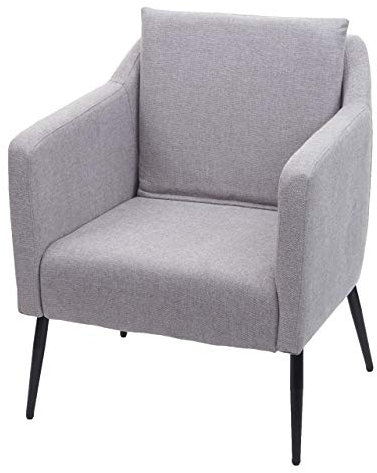 Mendler Lounge-Sessel HWC-H93a, Sessel Cocktailsessel Relaxsessel - Stoff/Textil hellgrau