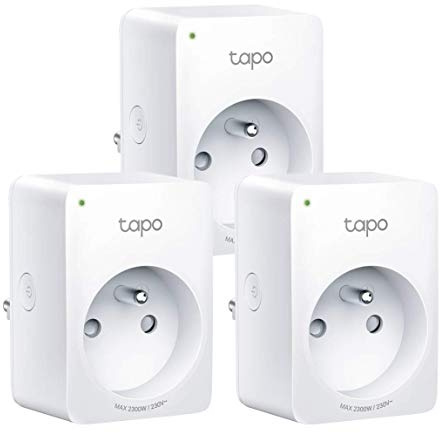 Tapo Prise Connectée WiFi, Prise Intelligente compatible avec Alexa et Google Home, 10A Type E, Contrôler le radiateur, la cafetière, la lampe à distance, aucun hub requis, Tapo P100(FR) 3 Pack