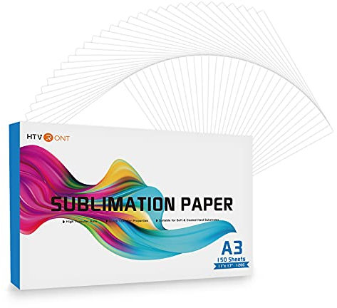 HTVRONT Sublimationspapier, 27,9 x 43,2 cm, 150 Blatt, Tintenstrahl-Sublimationspapier, kompatibel mit Tintenstrahldruckern, 120 g/m²