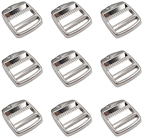 Nifocc 10 Pcs Metal Ladder Lock Buckle Slider Adjustable Webbing Strap Release Buckles Adjustable Zinc Alloy Buckle for Backpack Strap Accessories 1 inch 25mm Silver