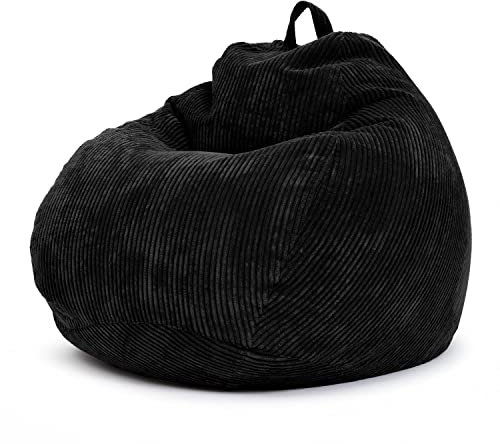 Green Bean® Indoor Sitzsack 90x110cm EPS-Perlen Füllung & Cordstoff Kuschelig Weich Waschbar - Drinnen Bodenkissen Liegekissen Sitzkissen Sitzhocker Relax-Sessel Kinder Erwachsene Stoff Schwarz