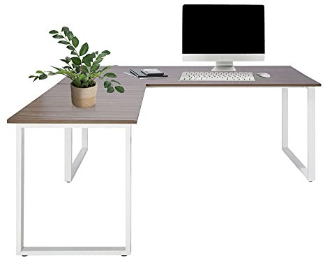 hjh OFFICE 830089 Eckschreibtisch 180x180 WORKSPACE XL I Grau/Weiß Schreibtisch mit großer Arbeitsfläche, Stahlgestell