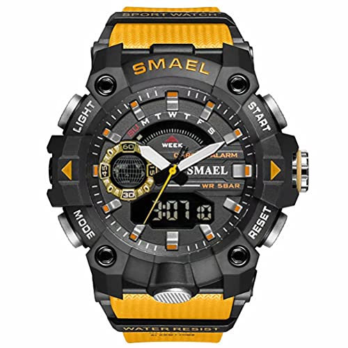 SMAEL Herren Digital Sportuhr Militär Outdoor Wasserdicht Chronograph Uhren Big Handgelenk mit Alarm Datum Multifunktions LED Stoppuhr, Orange/Abendrot im Zickzackmuster (Sunset Chevron)