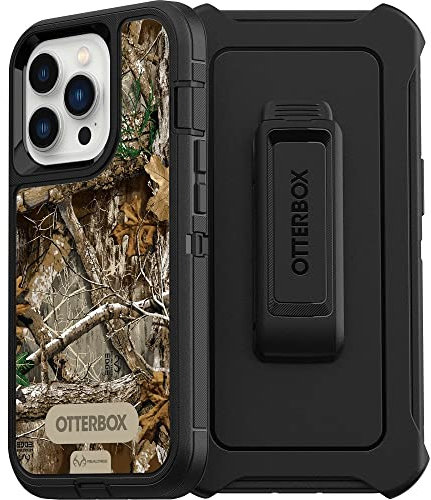 OtterBox iPhone 13 Pro (ONLY) Defender Series Case - Black/Realtree (CAMO), Rugged & Durable, with Port Protection, Includes Holster Clip Kickstand