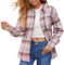 SANGTREE Chemise à carreaux boutonnée décontractée à manches longues pour femmes et filles, 3 mois – Adulte 2XL, rose, XX-Large