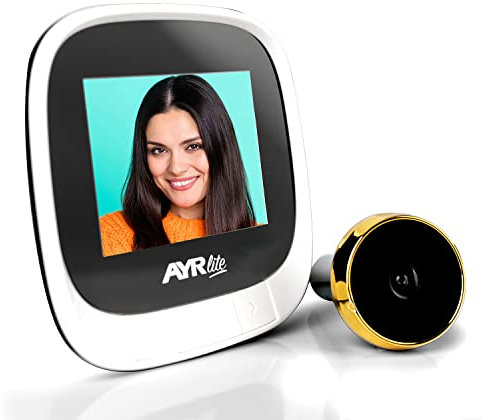 Mirilla Digital AYR Lite 9001. Grabación de imágenes. Batería Interna Recargable. Acabado Blanco/latón.